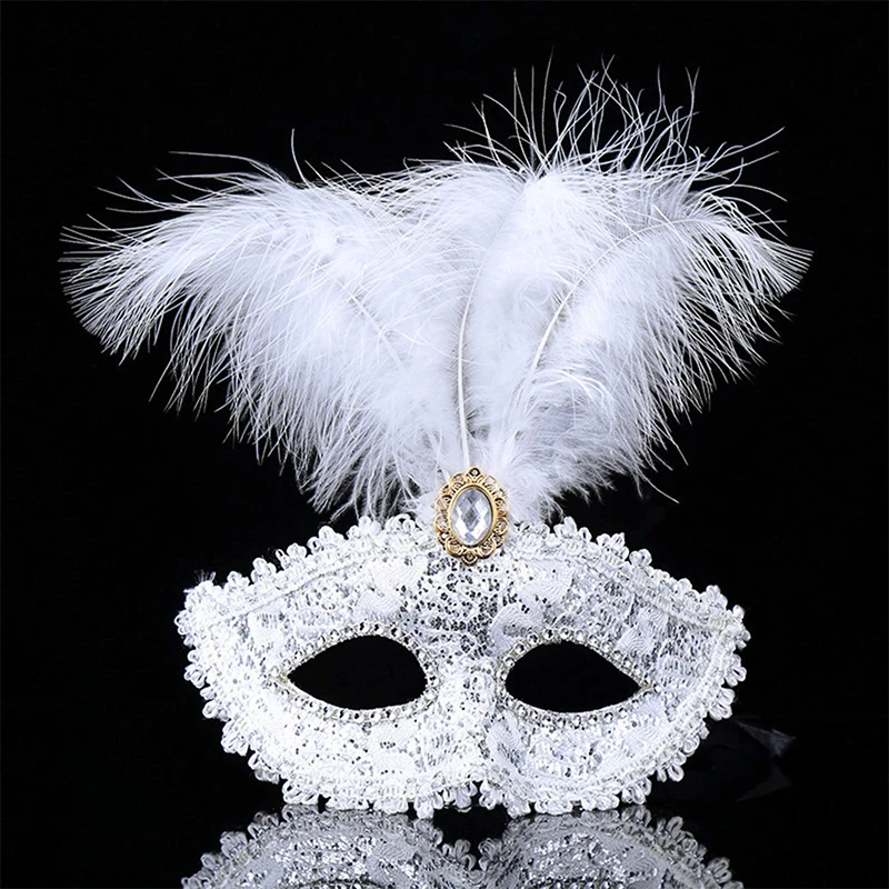 Masque vénitien en plumes de Paon - Masque de ixen plastique pour femme demi masque de luxe en plumes de paon costume de - Ropa de festival