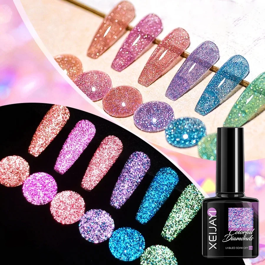 Vernis à ongles UV/LED semi-permanent pailleté - Verh ritage ongles color uv led semi continu gel de moulage paillettes super flash diamant rotterdam - Tenue de festival