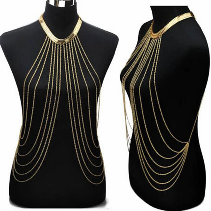 Collier bijoux de corps - Kf s e b f b ef f bc a n chest equisexy beach bikini body jewelry for women goth body jofor women summer accessrespiration boho waist - Tenue de festival