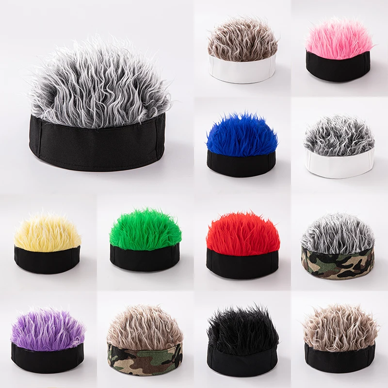 Fake Hair Beanie - Kf s a eb c bb a fa ee f w camsolomon perruques de chapeau de faux cheveux pour hommes et femmes bonnet toupet sports de plein - Tenue de festival