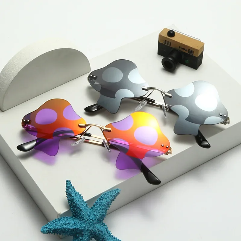 Lunettes de soleil champignon - Kf s eebba aa baf f e db faj lunettes de soleil sans monture pour hommes et femmes lunettes de soleil de forme concave lunettes - Ropa de festival