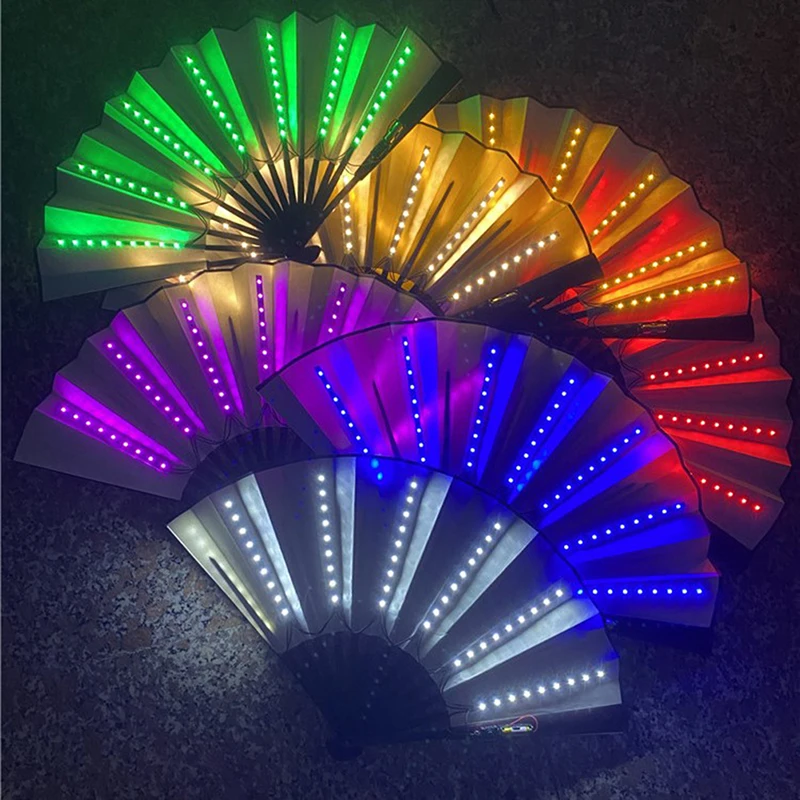 Eventail lumineux à LED - Kf s bb b fa e c d e dfe z ventilateur led pliable pour spectacle nocturne rave festival dj bar club fournitures de ix - Ropa de festival