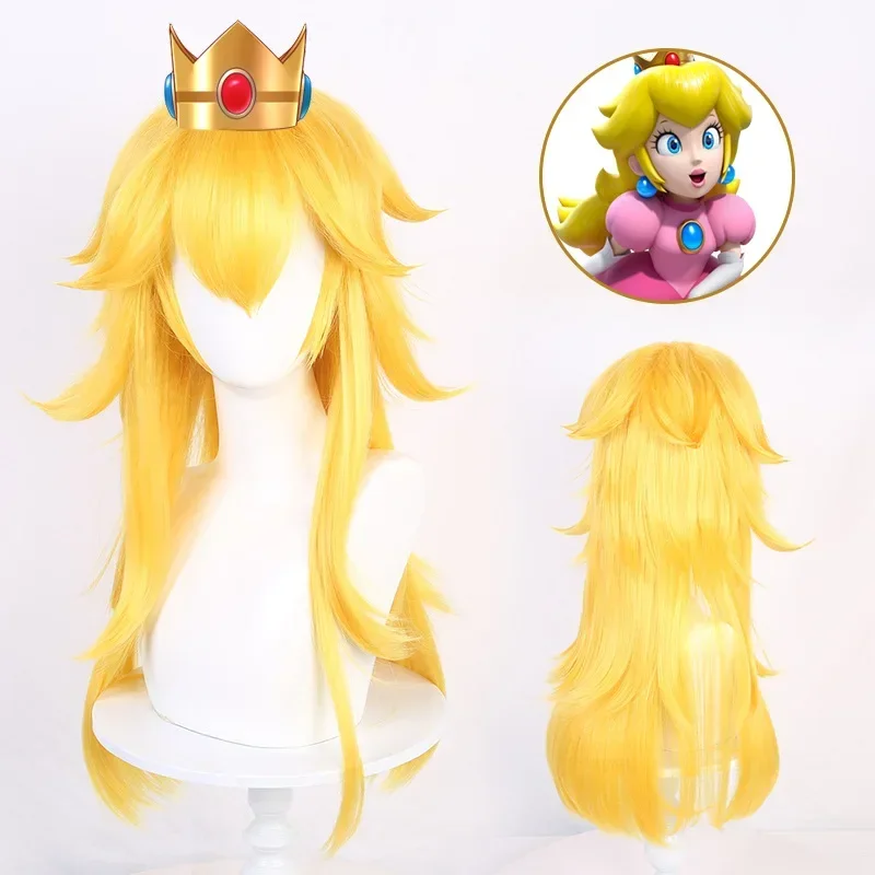 Princess Peach cosplay wig - Kf s a e ac a cosplay de princesse p che pour femme cheveux dor s style ultraviolet halloween - Tenue de festival