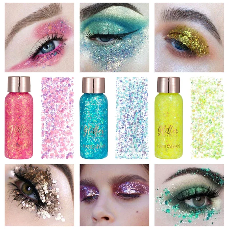 Glitter Gel - Kf s f fe f a efc dd cc b w gel paillet pour les ongles et le visage avec cuill re taler multifonction pour les yeux - Tenue de festival