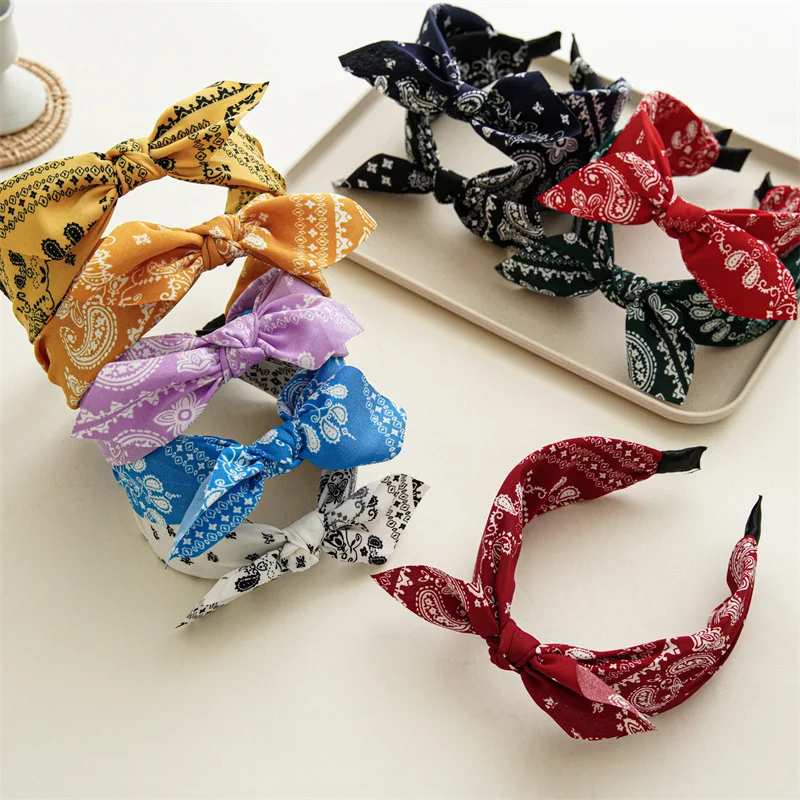 Bandana Headband - Kf s bbe aa de b f bf w cerceau cheveux large et doux pour femmes impression de fleurs de cajou bande de sauna ethnique - Ropa de festival