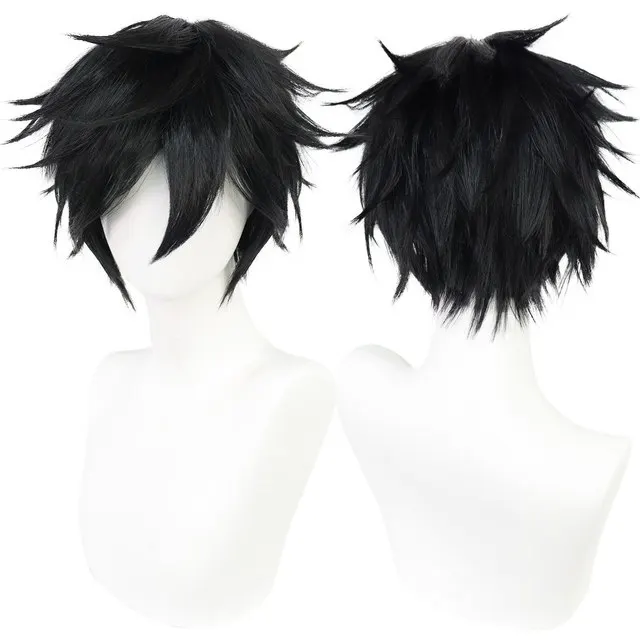 Perruque de cosplay courte - Kf sad b f c b a c b perruque cosplay courte universelle pour homme argent rouge rose blonde vert noir droite halloween ixcostum e - Ropa de festival