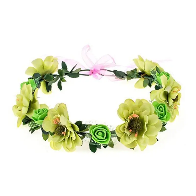 Flower crown headband - Kf scd c ca dbf d ee ddd edx bandeau fleurs de roses pour femmes l gant avec ruban r glable couronne florale guirlande de - Tenue de festival