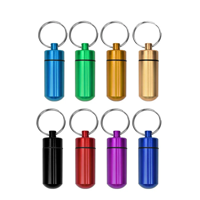 Porte clé boîte de rangement - Kf a aad c b b fd f e f a mini pill case waterproof medicine storage box container bottle holder keychain portable outdoor metal pill box - Ropa de festival