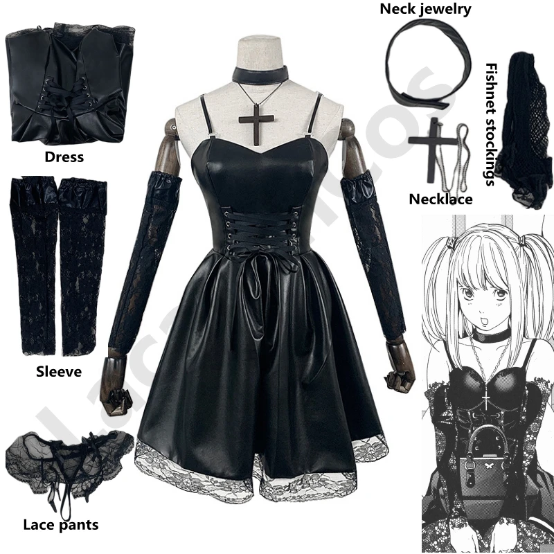 Cosplay Costume of "Misa Amane" from Death Note - Kf h a acdc f ab bda c da x costume de cosplay de death note misa amane robe sexy en cuir bijoux de cou bas - Tenue de festival