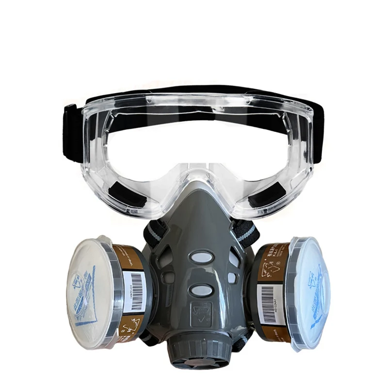 Gas and Dust Mask - Kf h bd eec f ab c fbc e s demi masque facial professionnel anti poussi re gaz avec lunettes de s curit vision large cartouche - Tenue de festival
