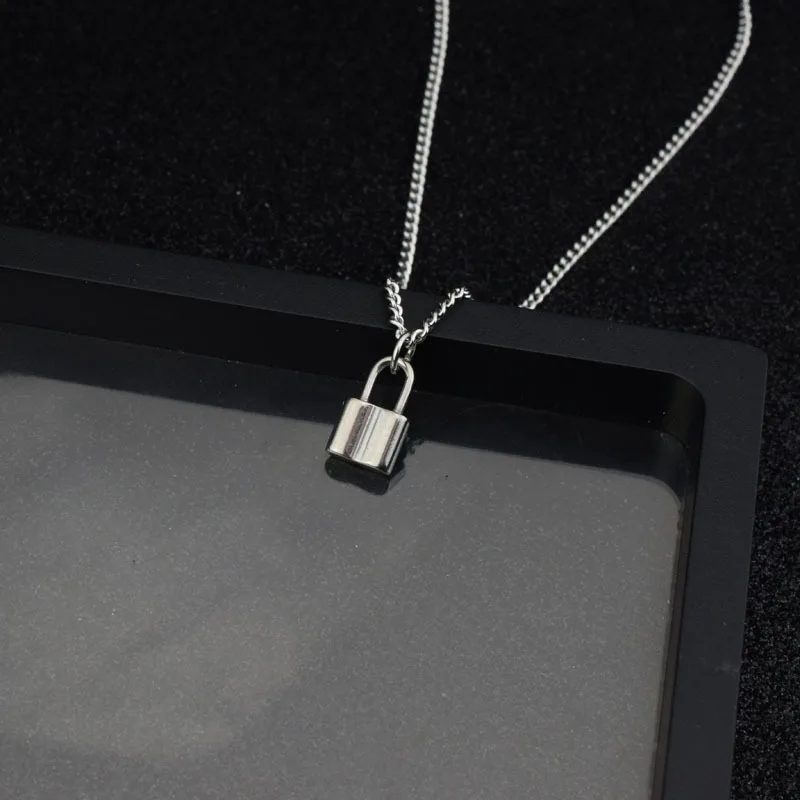 Collier pendentif cadenas - Kf h e f fed d a bc ee c w collier pendentif serrure en acier inoxydable pour hommes et femmes bijoux de personnalit accessoires punk document - Ropa de festival