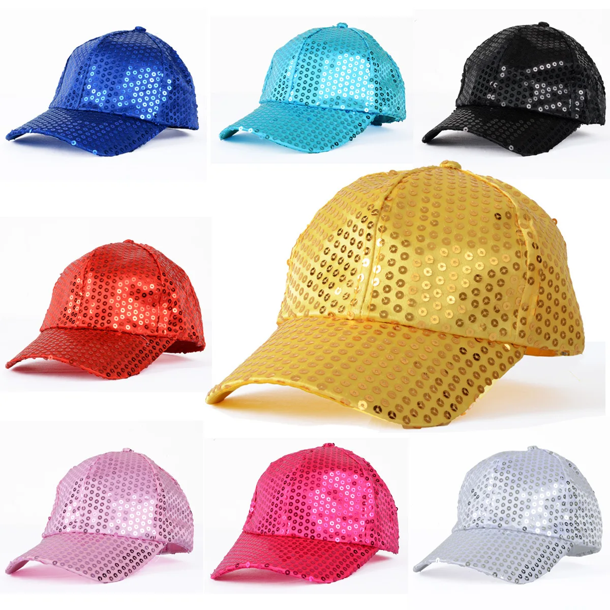 Casquette à paillettes - Kf s ee ffd b c bd ee c aafa chapeau de baseball paillettes brillantes pour femme et enfant casquette de brev discoth que taille ajustable - Ropa de festival