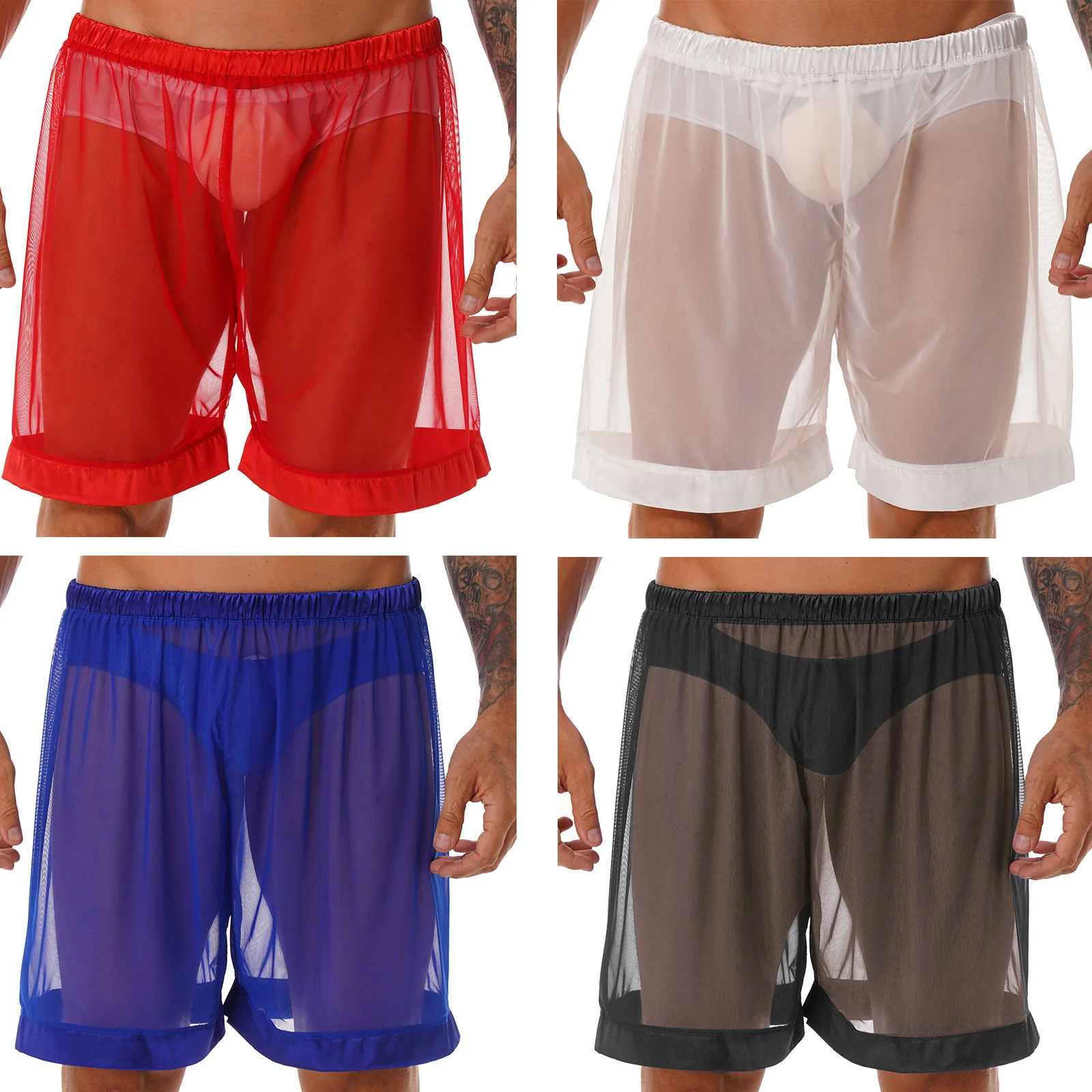 Short en maille transparent pour homme - Kf s a a fae e a ac aaaf r boxer en maille transparente pour hommes sous v tements transparents shorts de bain v tements de - Ropa de festival