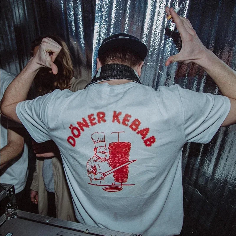 Döner Kebab T-shirt - Kf s a e a eba b f c r conomie sportifs manches courtes pour hommes et femmes imprim kebab pur coton v tements d - Tenue de festival