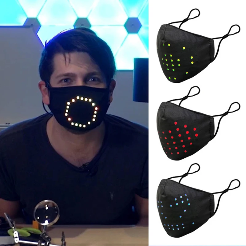 Masque à LED à activation vocale - Kf s c d e e bebd d couvre visage led activation vocale h ros vocaux son cancers actif respirant fournitures de f te - Ropa de festival