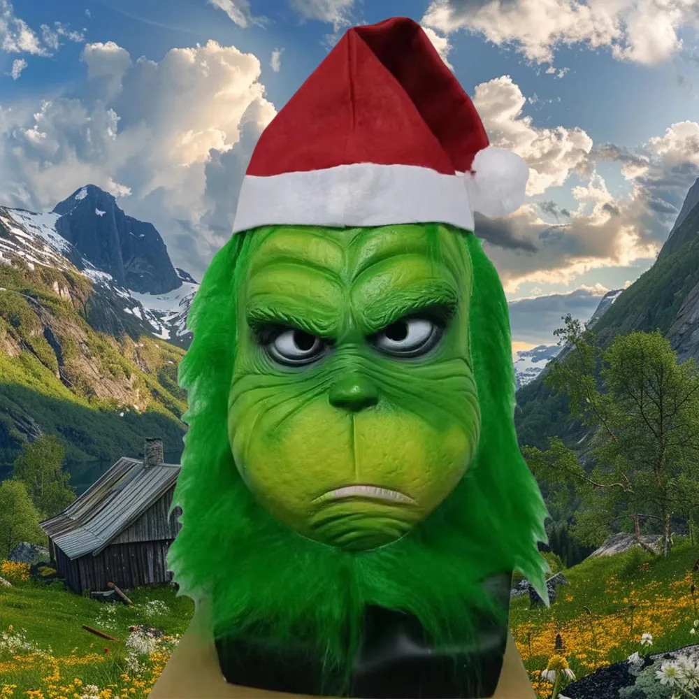 Masque de "Grinch" de Noël - Kf s b cf c a c a c masque grinch vert de qualit masque de monstre en fourrure verte cosplay d halloween de no - Ropa de festival