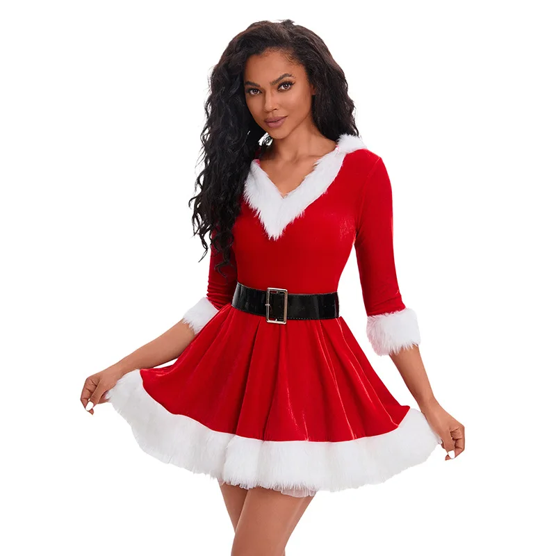 Robe de "Mère noël" - Kf s fdd c f c af ff d afw robe de no l demi manches pour femmes costume de th me de no l populaire - Ropa de festival