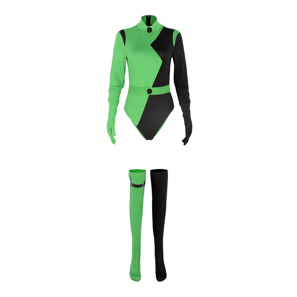 Costume de cosplay "Shego" - Kf s a de eb ca cad dg anime cosplay costume pour femme vert noir combinaison gants chaussettes pour fille f te d halloween - Ropa de festival