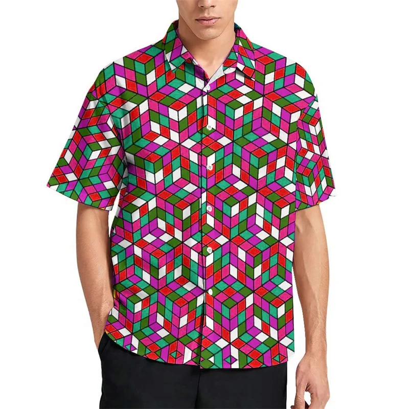 Chemise Rubik's cube à manches courtes - Kf s afdbf cc f e ac bebz rubik s cube chemise manches courtes multi documents pour hommes impression d haute qualit mode d - Ropa de festival