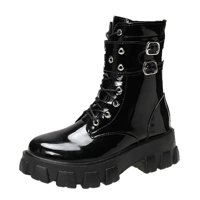Bottes en cuir brillant - Kf s ca e b ca bc e ed y bottes de rin age en cuir brillant pour femmes bottes optiques astronomiques construction m tallique d - Ropa de festival