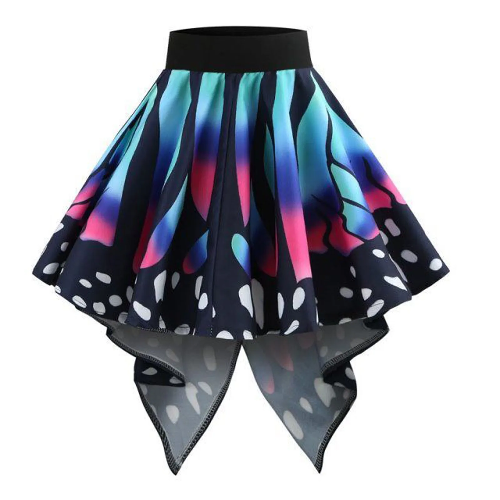 Pleated Skirt with Butterfly Print - Kf s cf bede c b be jupe pliss e taille haute imprim papillon pour femme jupe trap ze olympiques de carnaval v - Tenue de festival