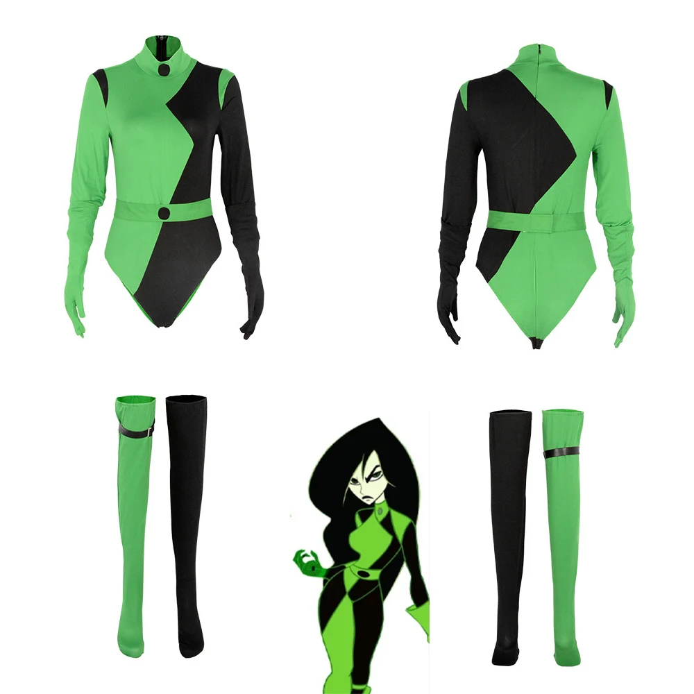 Costume de cosplay "Shego" - Kf s c f d eb ffcee bbe l anime cosplay costume pour femme vert noir combinaison gants chaussettes pour fille f te d halloween - Ropa de festival
