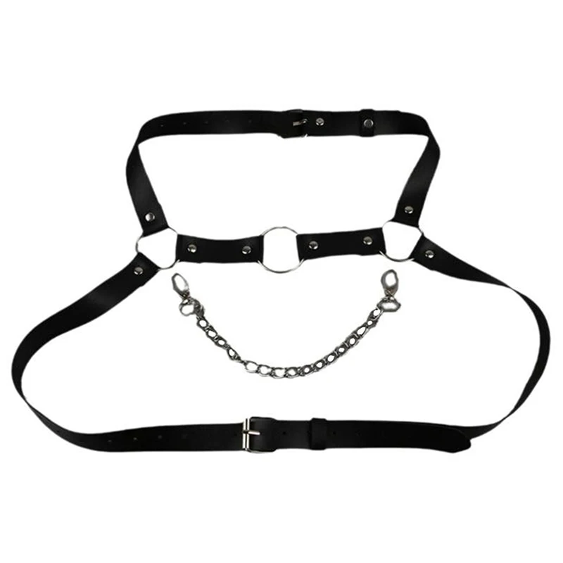 Leather harness with chain - Kf s dccb a f e a a b bb c sangle de poitrine amusante en cuir sfp environhipster pour hommes sangle de poitrine sexuelle sangle en - Tenue de festival