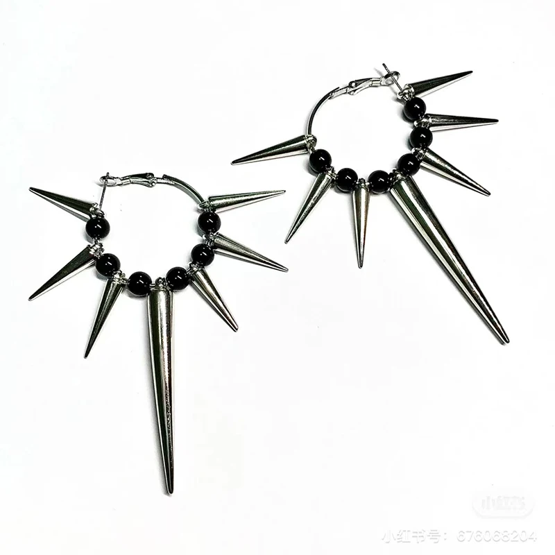 Creole spike earrings - Kf s a b a f bd ad ac d ac boucles d oreilles cr oles rivets pour femmes accessoires rock grunge boucles d oreilles hip hop - Tenue de festival