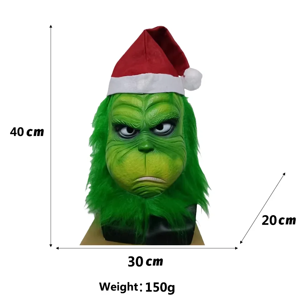 Masque de "Grinch" de Noël - Kf s db f ad f bc b e d n masque grinch vert de qualit masque de monstre en fourrure verte cosplay d halloween de no - Ropa de festival