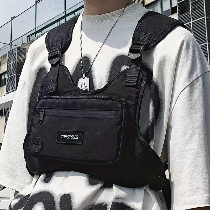 Streetwear harness bag - Kf s ecf a b b ff c c o hip hop chest bag for men and women streetwear large capacity sport waist bag - Ropa de festival