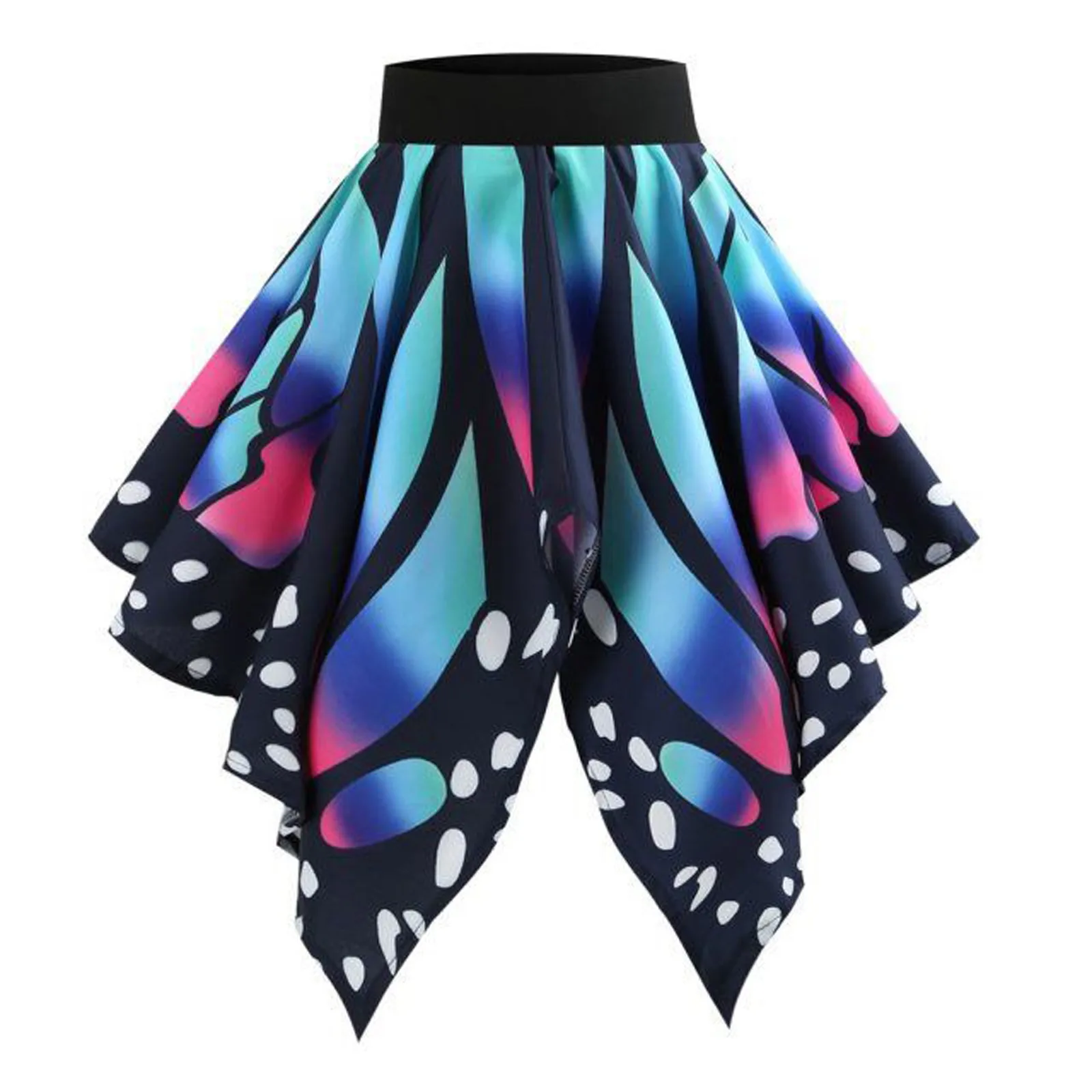Pleated Skirt with Butterfly Print - Kf s aa af d f ae ff e jupe pliss e taille haute imprim papillon pour femme jupe trap ze olympiques de carnaval v - Tenue de festival