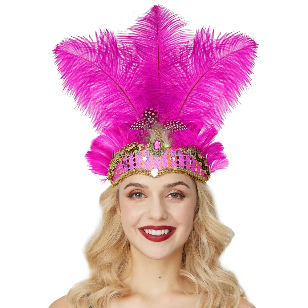 Feather Carnival Headdress - Kf sa f a d a a accb e de pi ce de sauna en plumes de carnaval bande de sauna showgirl pi ce de sauna - Tenue de festival