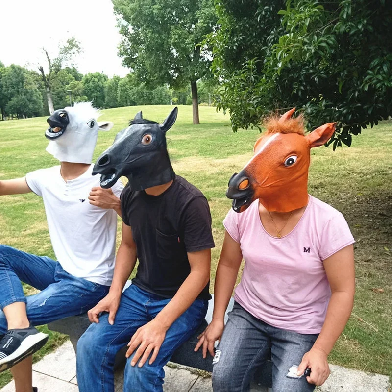 Horse Head Mask - Kf sac fb ac f e ddde masque de t te de cheval costume de cosplay ixd halloween quipement de sauna amusant - Ropa de festival