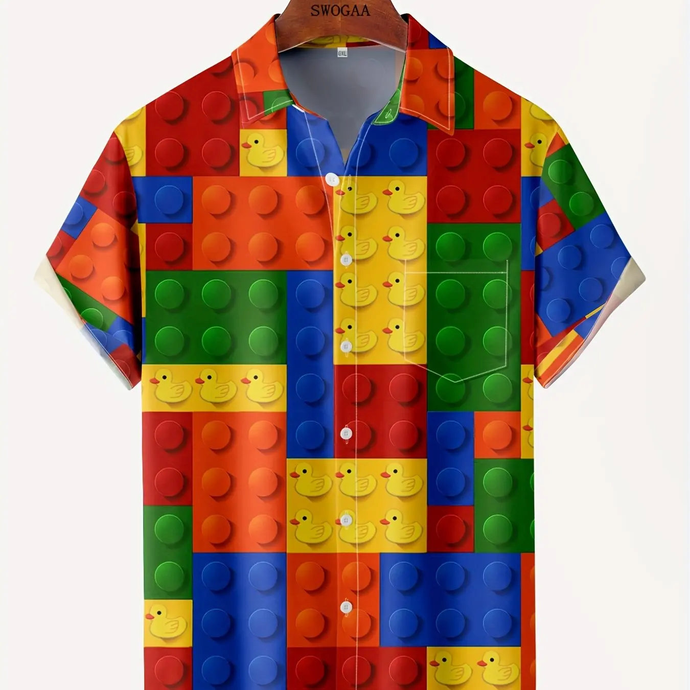 LEGO Print Shirt - Kf sb e bff f b af bd a cb o chemise revers manches courtes pour hommes blocs de construction d impression graphique chemise chic d contract - Tenue de festival