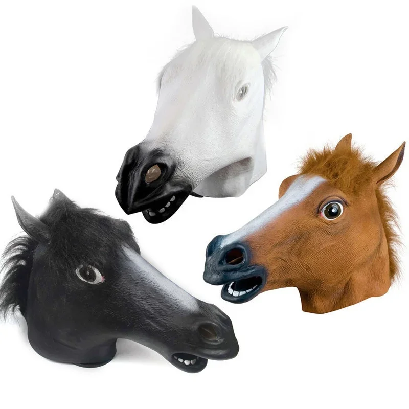 Horse Head Mask - Kf sb d bc f a c d bf c b masque de t te de cheval costume de cosplay ixd halloween quipement de sauna amusant - Ropa de festival