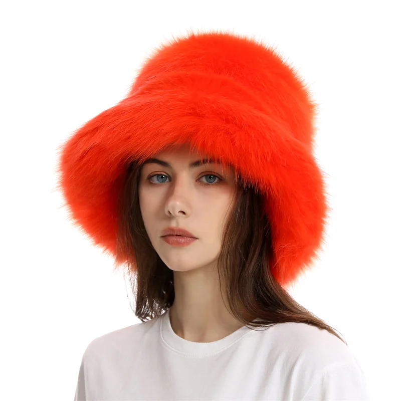 Soft Faux Fur Hat - Kf sbd de f f c acad ae ed chapeau moelleux en fausse fourrure pour femme violet optique chaude peluche dame luxe mode fourrure ander - Ropa de festival
