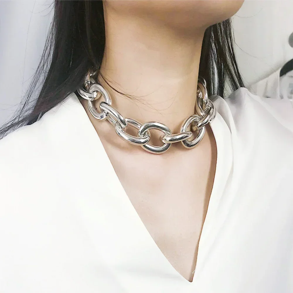 Chunky Chain Choker Necklace - Kf sc bf d cd e a e eade c bl jometal collier ras du cou europ en pour femme lien simple manilles de personnalit pendentif vintage - Tenue de festival