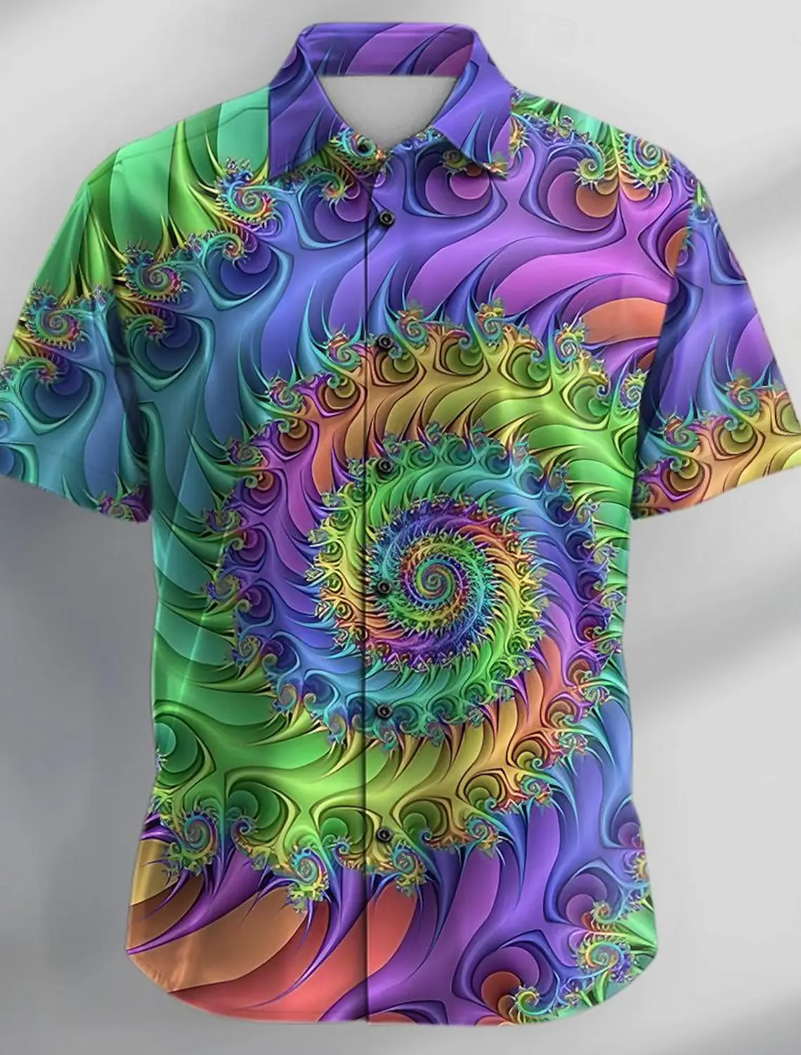 Chemise à motif fractale - Kf sd c b aabff c b b chemise graphique n on d contract e pour hommes chemise boutonn e chemise de soir e - Ropa de festival