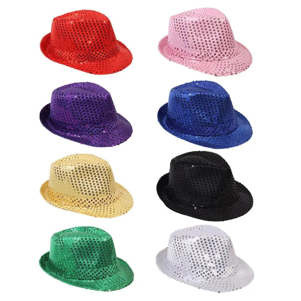 Chapeau de soirée à paillettes - Kf se cf c a d bfb e f e f f chapeau de cowboy scintillant unisexe avec perles brillantes casquettes de clown de magicien chapeau de jazz - Ropa de festival