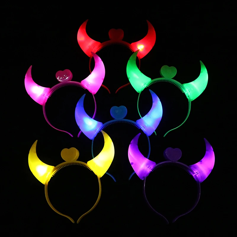 Luminous Devil Horn Headband - Kf sfc f fab d a d f ew cerceaux de cheveux lumineux led pour enfants et adultes jouets lumineux d coration de f te - Tenue de festival