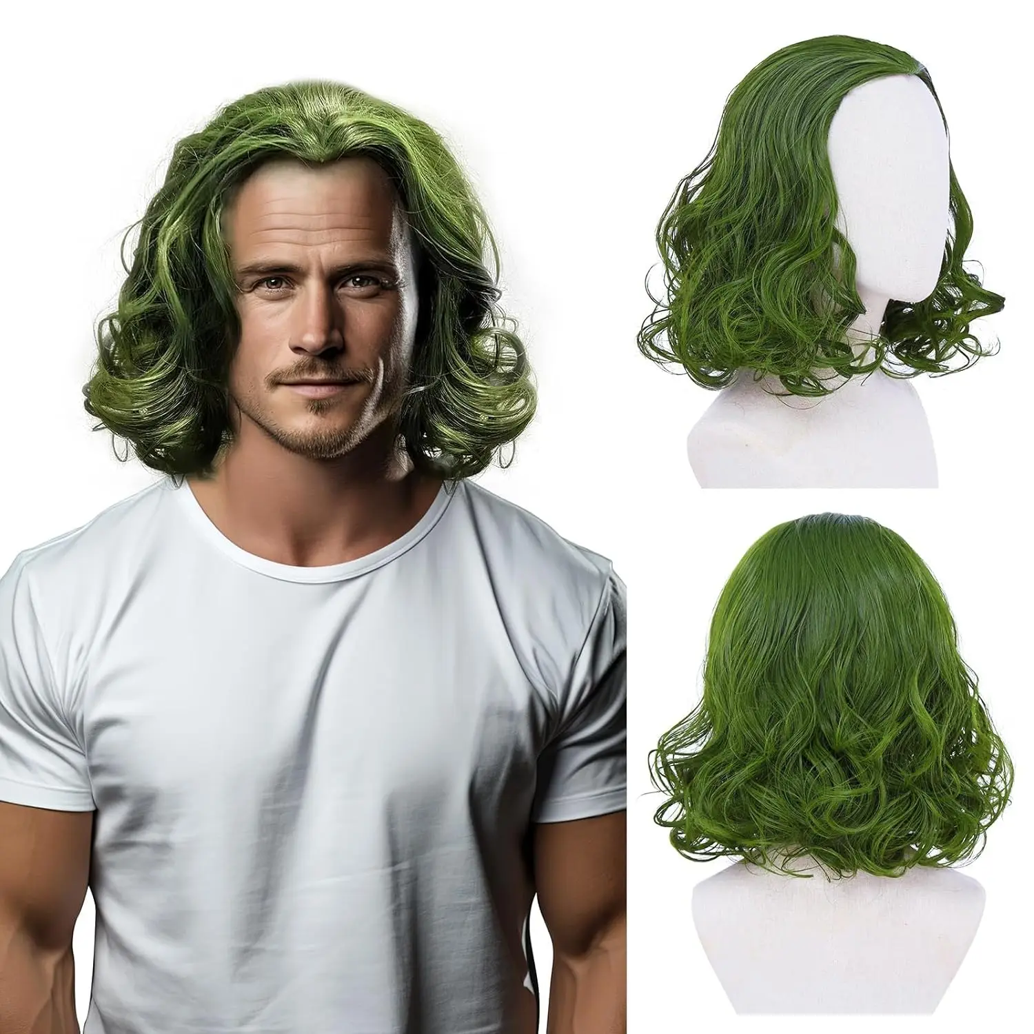 Perruque de cosplay "Joker" dans Batman - Kf s b b a f ada bf ea d joker cosplay perruque verte pour hommes et femmes perruques de cheveux en fibre haute temp rature - Ropa de festival
