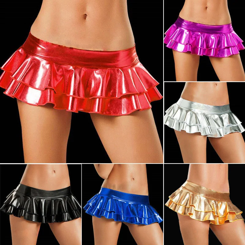 Mini jupe holographique - Kf s f bafbc b a a fd mini jupe en faux cuir pour femmes micro jupe courte de f te - Ropa de festival