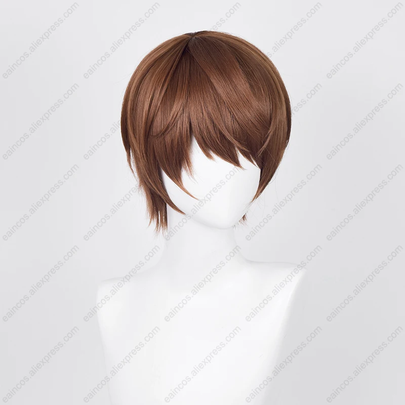 Perruque de cosplay "Light Yagami" dans Death Note - Kf s b a bab c b bc d a c d anime yagami light cosplay perruque cheveux courts brun fonc perruques synth tiques degr de chaleur cm - Ropa de festival