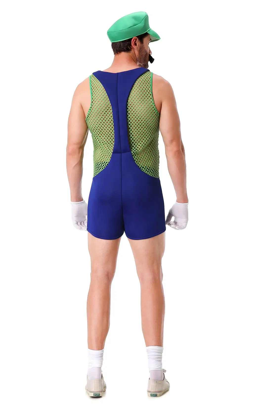 Sexy "Mario" Jumpsuit - Kf s f a f d acb fd d dl combinaison anime super luigi bros pour homme salopette creuse costume de carnaval d guisement de plombier - Tenue de festival
