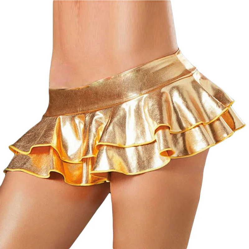 Mini jupe holographique - Kf s d ada a d e bfed ae q mini jupe en faux cuir pour femmes micro jupe courte de f te - Ropa de festival
