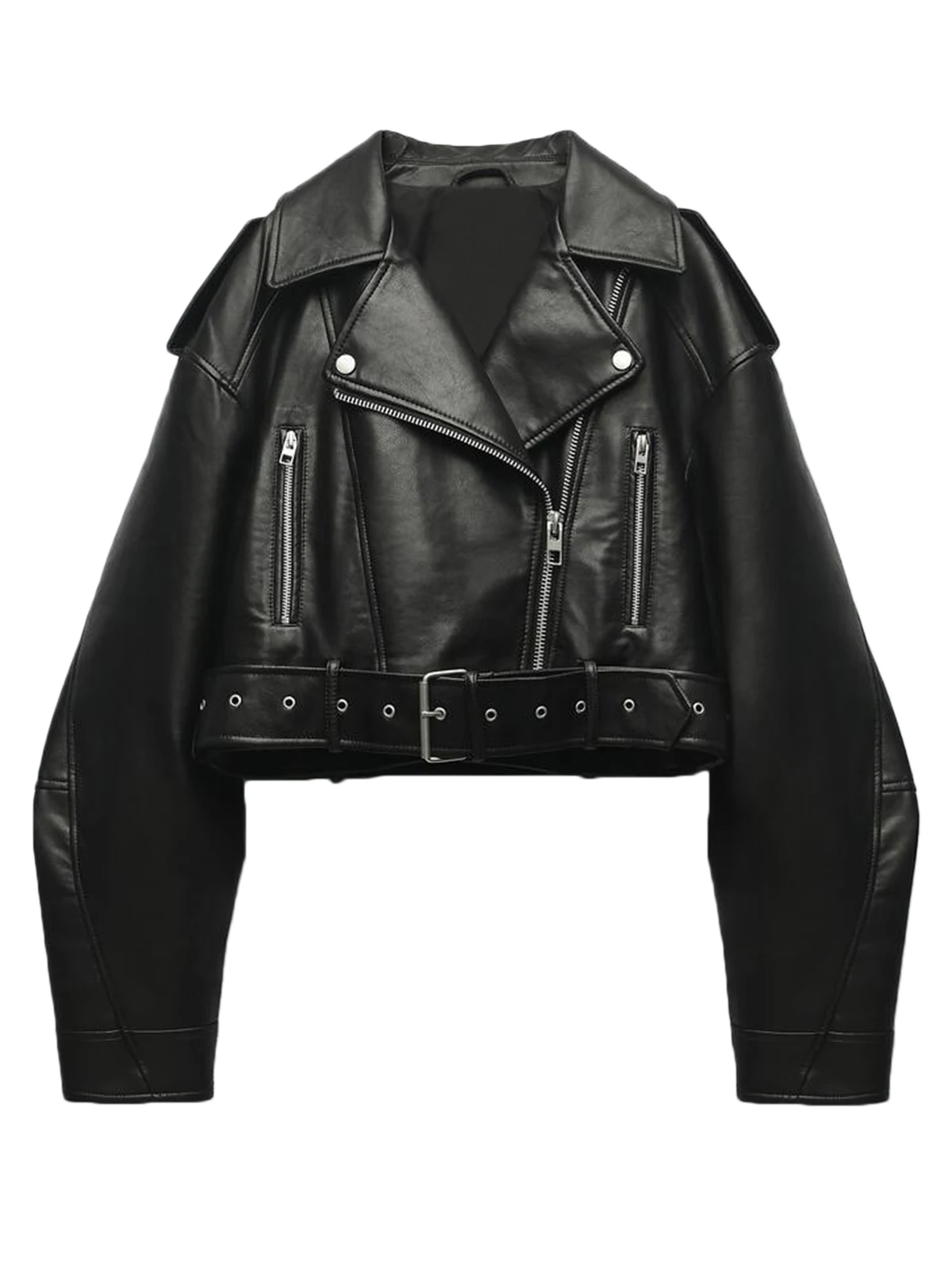Women's cropped faux leather jacket - Kf s a acc dd cab a c ab d p fitaylor blouson court en similicuir pu femme d contract avec fermeture clair revers - Tenue de festival