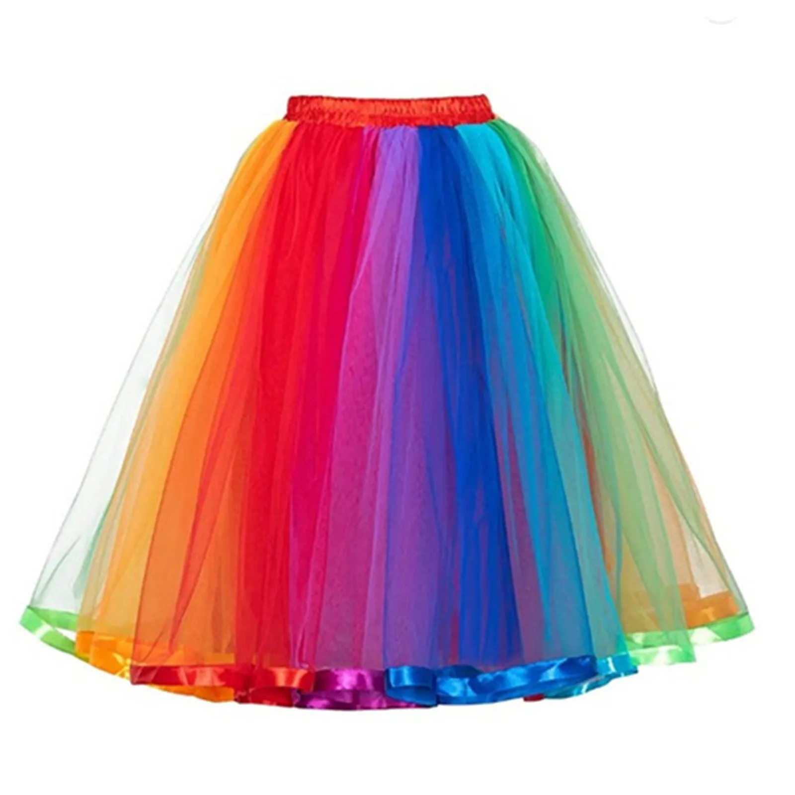 Jupe arc-en-ciel en tulle - Kf s f d ff b d bfe b eeebba c x jupe tutu color e arc en ciel en tulle pour femme costume moelleux pour fille performance - Tenue de festival
