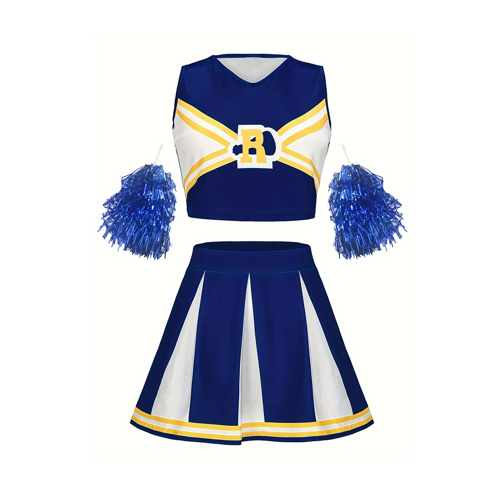 Cheerleader Uniform - Kf sb a ea f f cu uniforme de pom pom girl sexy pour femmes costume de pom pom girl jupe pompons sc - Tenue de festival