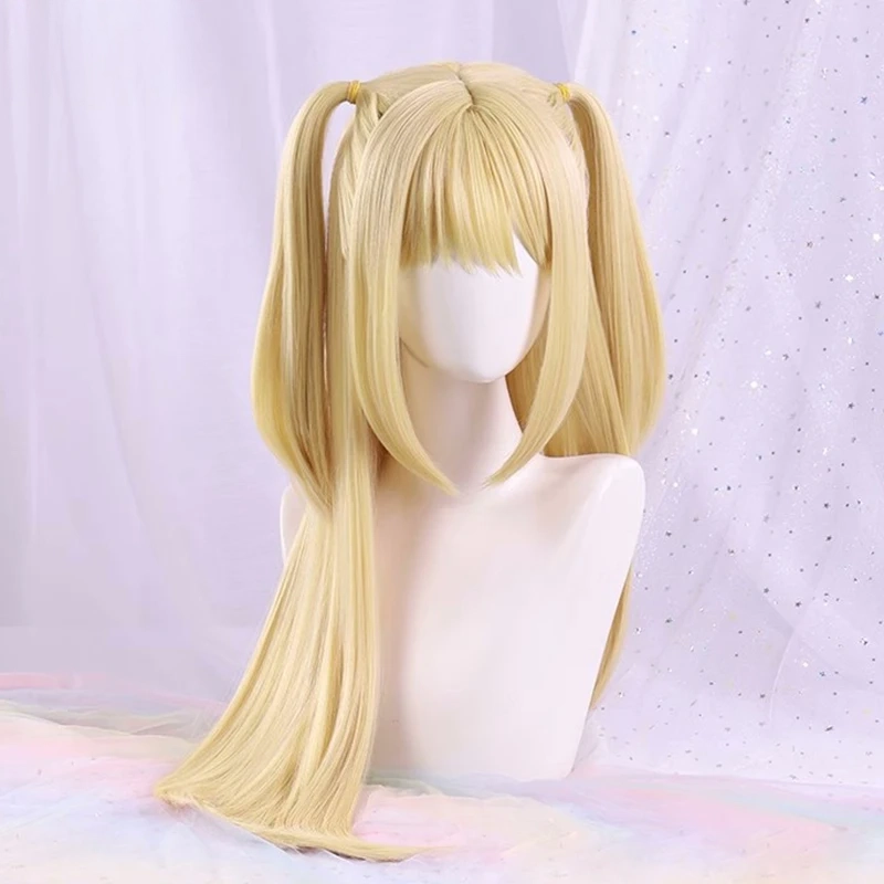 Perruque de cosplay "Misa Amane" dans Death Note - Kf sbbc e b a b b d dcf cf perruque cosplay anime misamisa amane cheveux longs blonds double t heat degree hair hmatte en party - Ropa de festival