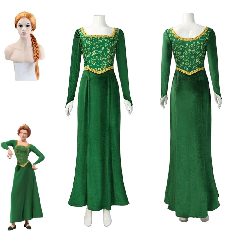 Costume de cosplay "Fiona" dans Shrek - Kf sbe ec b be fb dd f cf shrek cosplay costume pour femme robe de princesse anime robe fiona verte velours sexy v tements - Ropa de festival